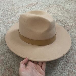 Blush pink felt wide brim hat